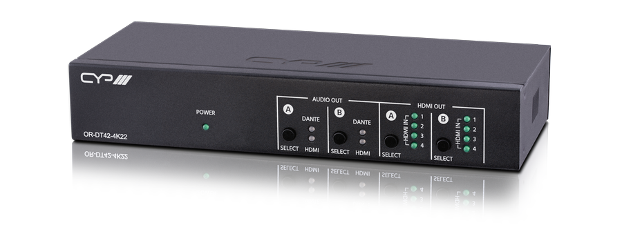 CYP Europe Kreuzschiene HDMI2.0/Dante UHD/ 4K/ HDCP2.2 4x2 OR-DT42-4K22